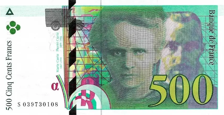 Billet de 500 francs Pierre et Marie Curie recto